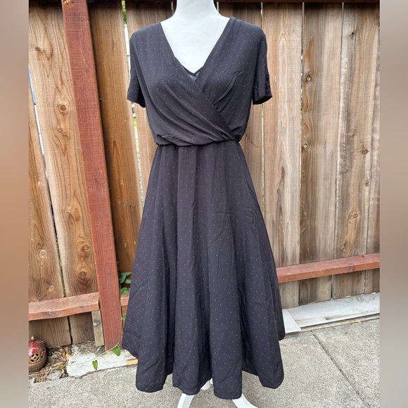 MaxMara Black Wrap polka dot Dress - size L - Picture 2 of 9